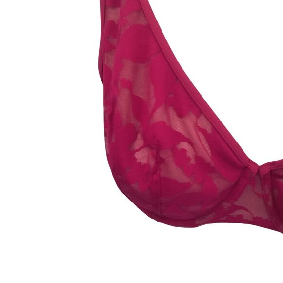 Thirdlove Unlined Foliage Perfect Coverage Lace Bra Size 36C 1/2 Pink Sheer - Picture 2 of 8